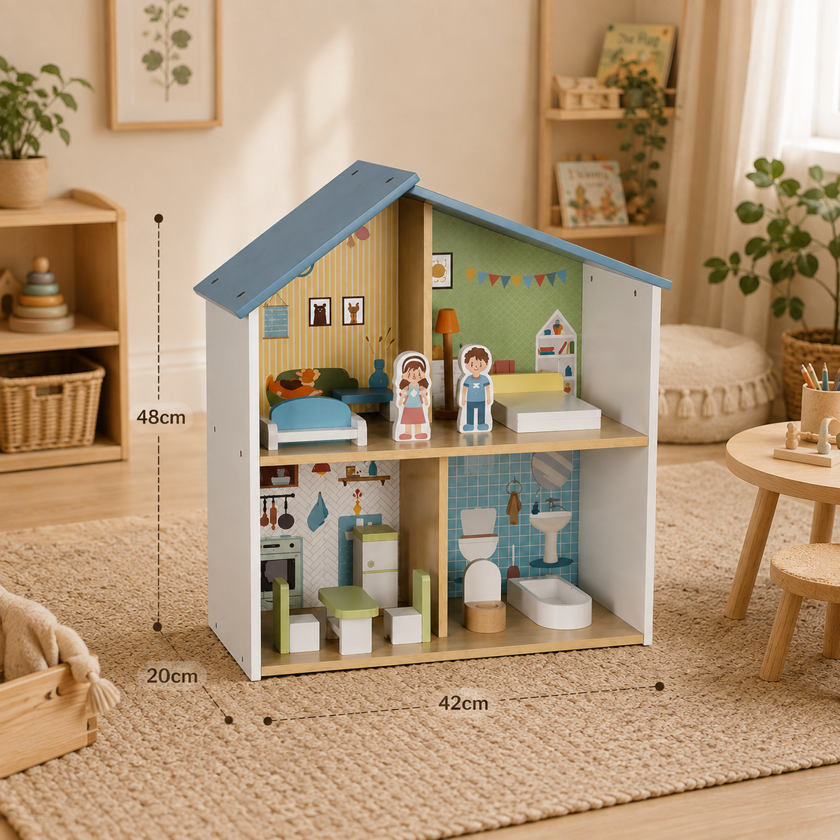 Wooden Doll House & Accessories